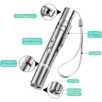 Rechargeable Pet Laser Pointer Toy for Cats and Dogs LED Light 5 Switchable Patterns Interactive Play