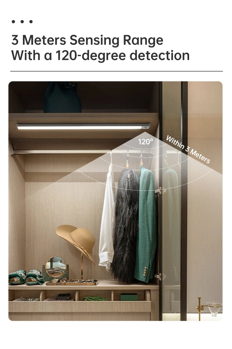LED Motion Sensor Light Night Light Wireless USB Under Cabinet Light For Kitchen Cabinet Bedroom Wardrobe Sensor Indoor Lighting