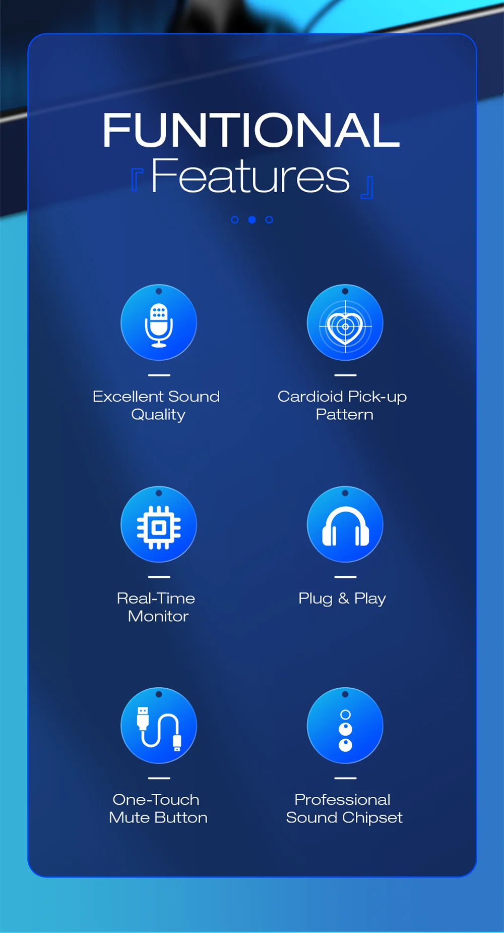 Haomuren — Microfone Condensador USB com Saída Headphone