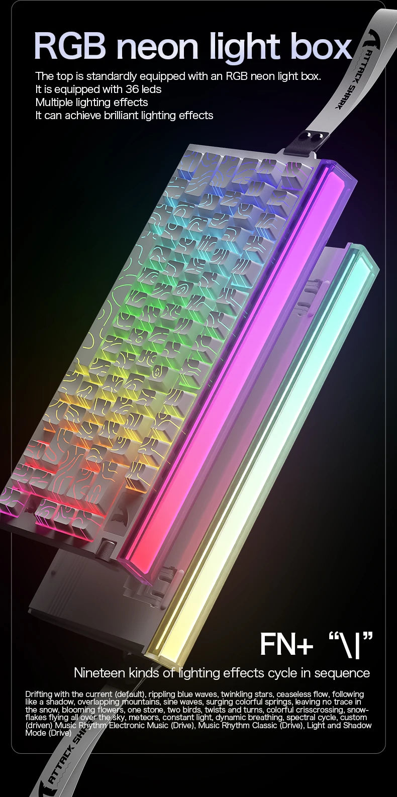 R85 ATTACK SHARK R85HE Magnetic Keyboard Wired 0.005mm RT 8K+ Hz 256K RGB Gaming Keyboard Neon Lightbox for Esports Gaming