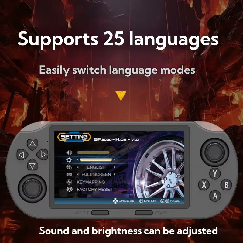 SF3000 Retro Handheld Video Game Console Classic Games Pocket Player with 4.5-inch IPS Screen, Portable Linux System, 3000mAh Battery