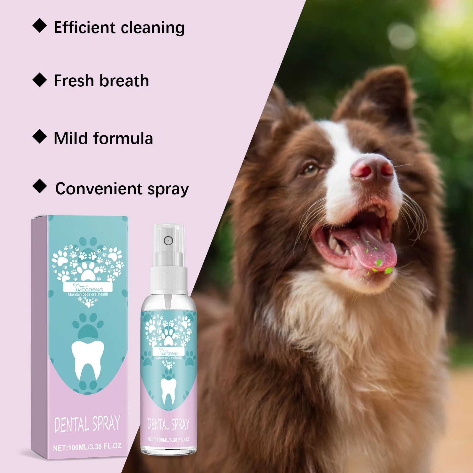 Vet-Recommended Pet Teeth Spray–Dissolves Tartar & Prevents Calculus,Long-Lasting Fresh Breath,Gentle & Hypoallergenic Formula