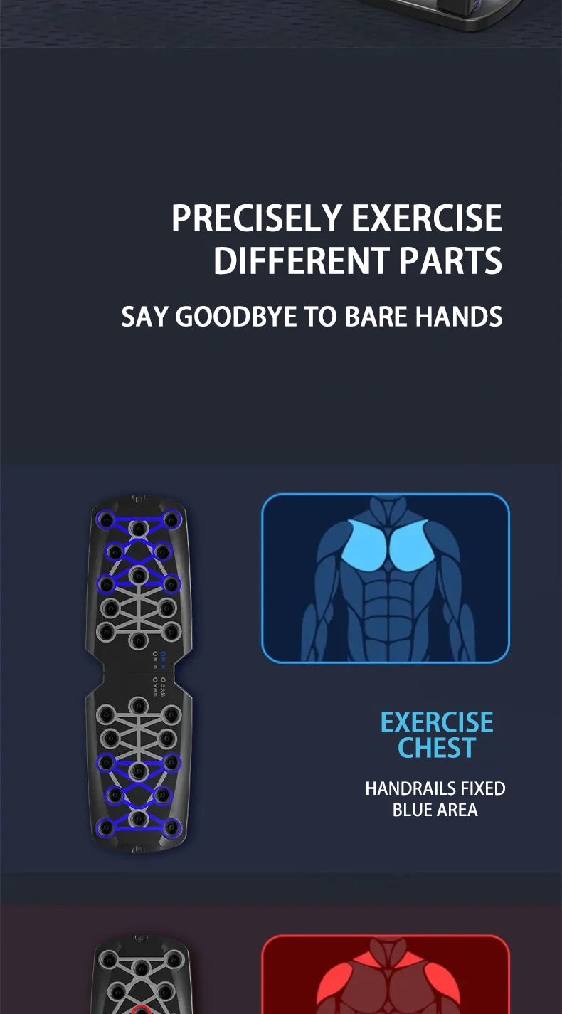 Placa de Push-Up Dobrável com Pegas — Treino de Peito, Abdómen, Braços e Costas