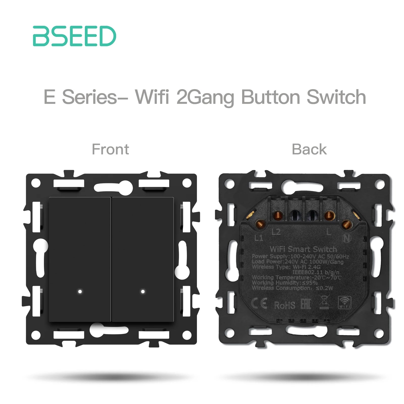 BSEED WiFi Smart Switch Parts — Dimmer, Cortina, Tomadas EU e USB‑C