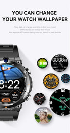H10 4G LTE Men's Smartwatch: Dual 500W camera for video calls, 4 + 128 GB, WiFi NFC, 1380mAh battery