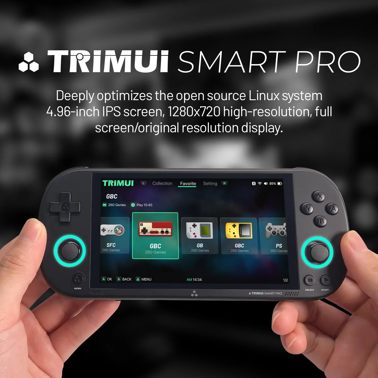 Trimui Smart Pro Handheld Game Console 4.96'' IPS Screen Linux System Joystick RGB Lighting Trimui Retro Video Game Console Gift