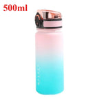 500ML/1000ML Large Capacity Sports Water Bottle Leak-Proof Motivational Portable Reusable Plastic Cups Outdoor Travel Gym Jugs