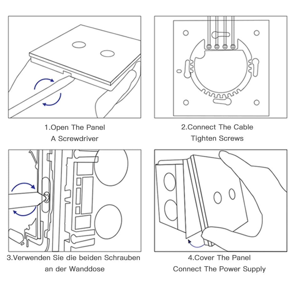 BSEED Zigbee Touch Switch — 1/2/3 Gang + Tomadas EU com Neutro