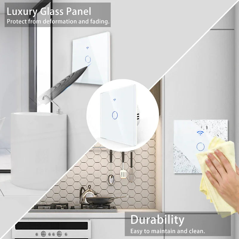 AXUS WiFi Touch Switch — Smart RF433 Sem Neutro Tuya Alexa
