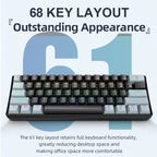 APAYADO K61 Mini Mechanical Keyboard,Wired,61 Keys,Phantom RGB, Black/White Red/Blue Mechanical Switch for Gaming,60% Portable