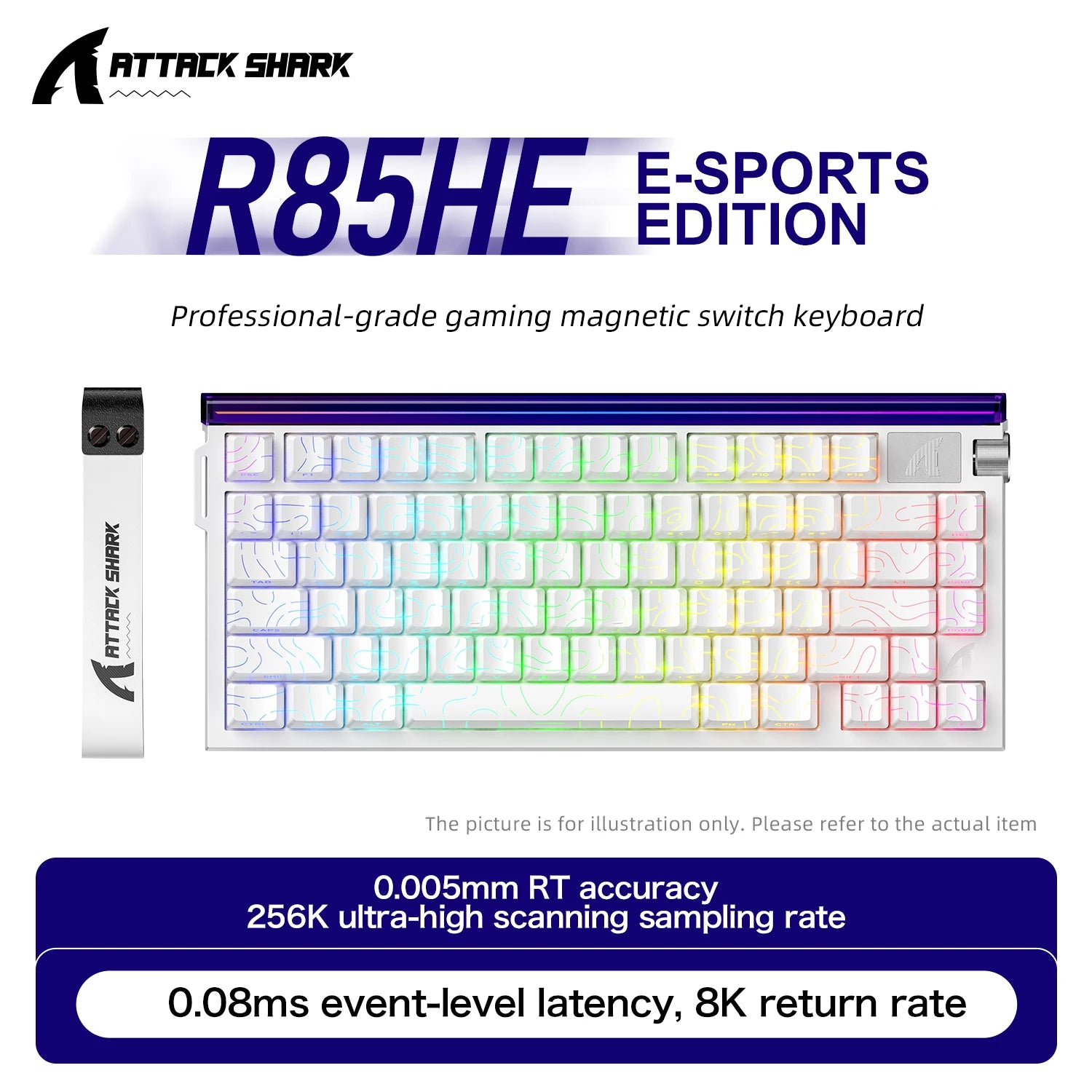 R85 ATTACK SHARK R85HE Magnetic Keyboard Wired 0.005mm RT 8K+ Hz 256K RGB Gaming Keyboard Neon Lightbox for Esports Gaming
