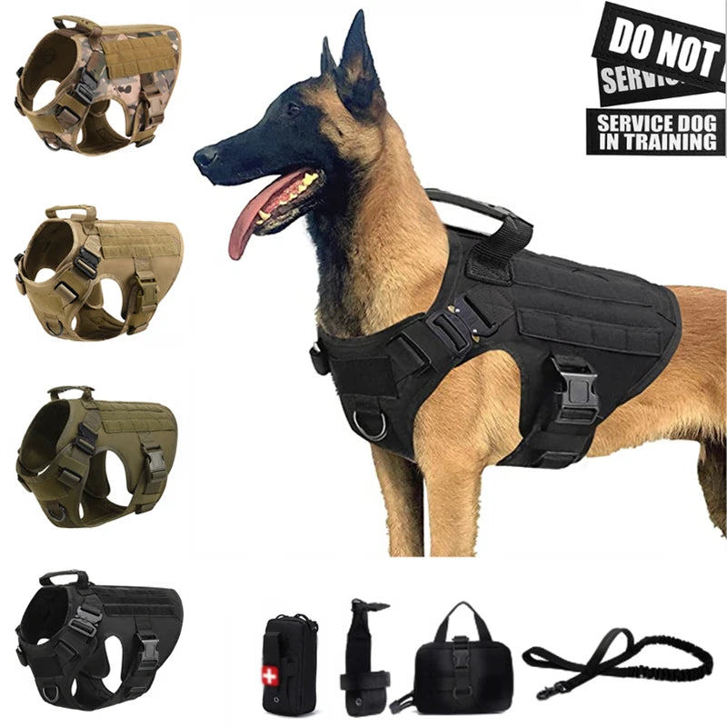 Tactical Military Vest Pet German Shepherd Golden Retriever Tactical Training Dog Harness and Leash Set For All Breeds Dogs