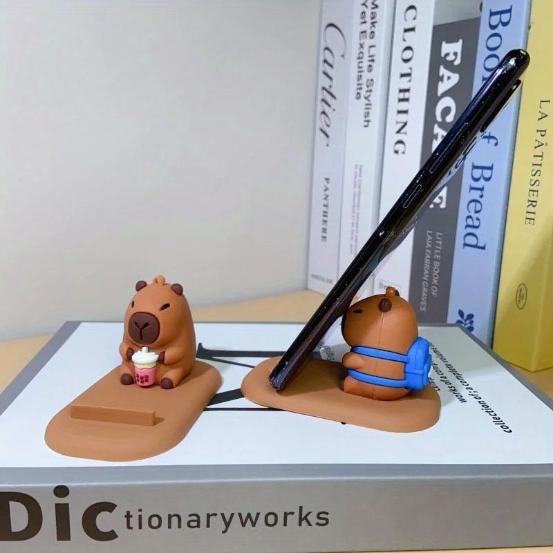 Capybara Phone Stand with Eyes Expressive Non-Slip Base Desk Organizer for Home Office Decor Gift