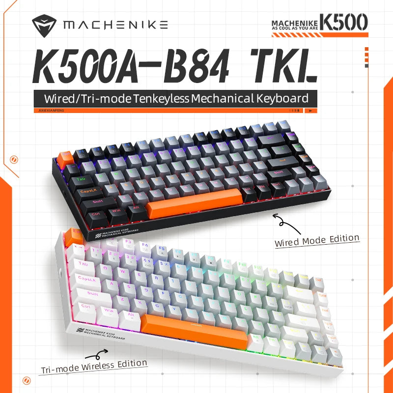 Machenike K500A-B84 Mechanical Keyboard 75% TKL Hot-Swappable Wired Gaming Keyboard 6-Color Backlit 84 Keys for PC Gamers Laptop