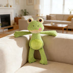 Pet Bite-Resistant Plush Interactive Toy with Sound, Cartoon Frog Design, Suitable for Large, Medium, and Small Pets Such as Cats and Dogs, Double-Layer Fabric, Built-In Airbag