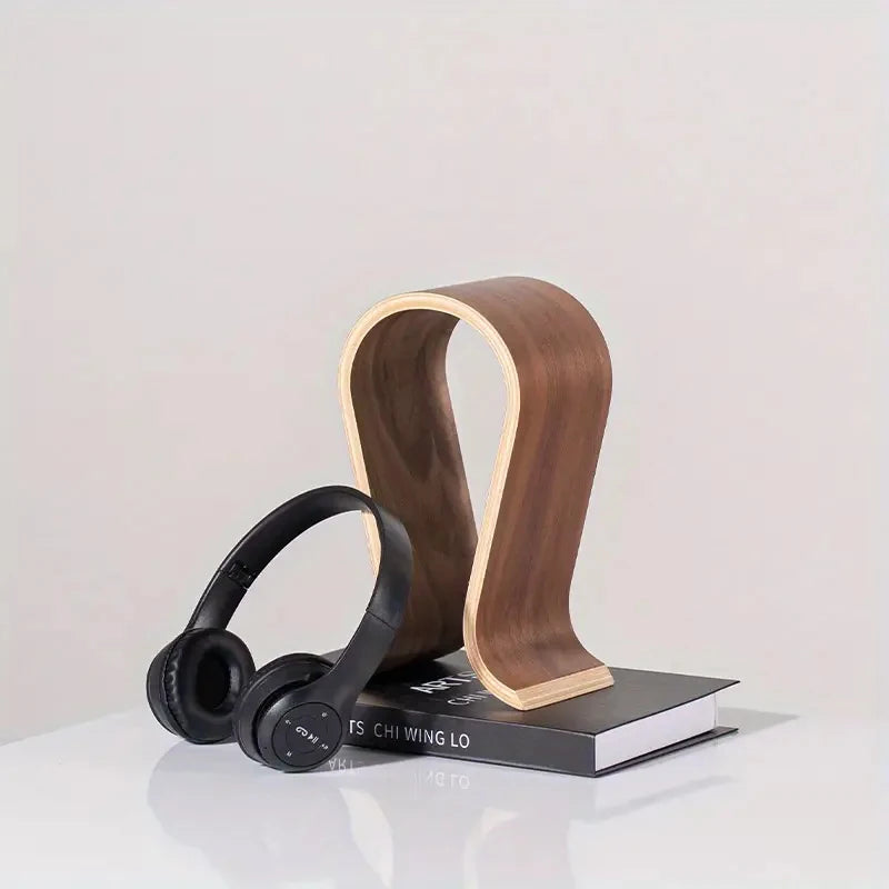 U-shaped wooden headphone stand, desktop headphone display stand, suitable for almost all headphones.