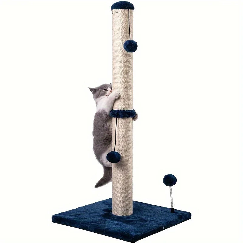 34 Inch Post High Cat Scratching Post Premium Basic Cat Scratching Indoor Sisal Scratching Post Tree Strap Hanging Ball for Adult Cat