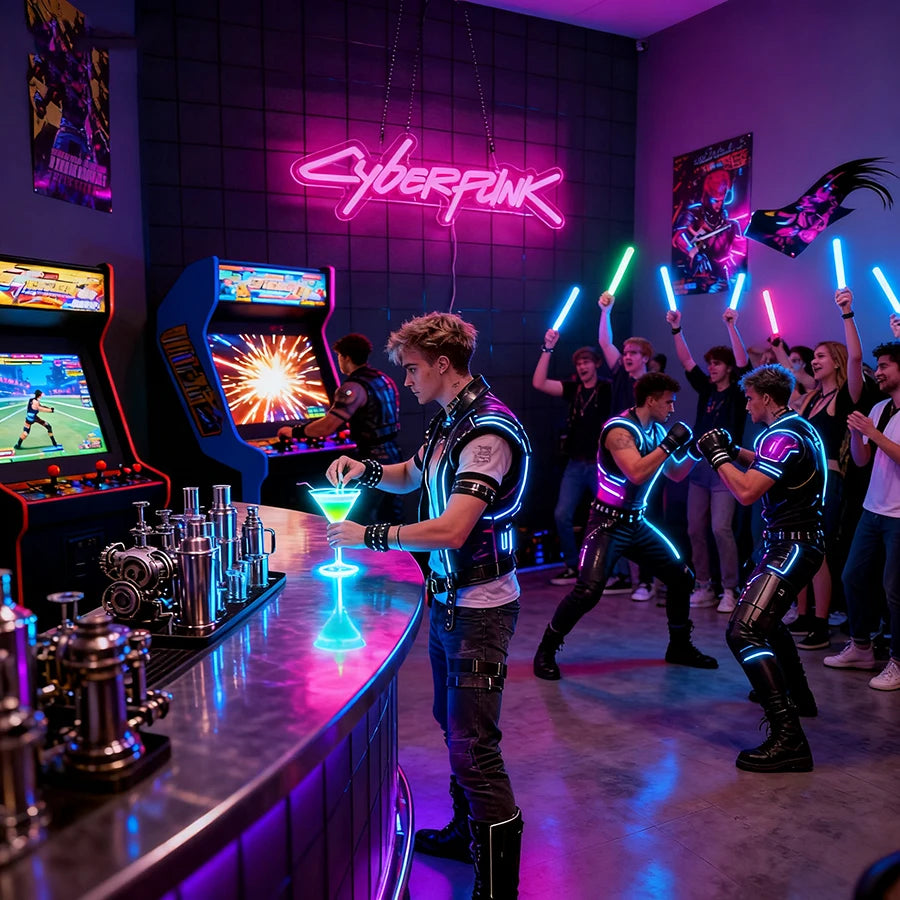 Cyberpunk Neon Sign, LED Game Sign for Wall Decoration, Shooting Games Neon Light for Game Room, Man Cave Room Decoration