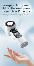 Outdoor Handheld Cold Compress Fan 3600mAh Quite High-speed Cold Air USB Rechargeable Mini Turbo Fan with Lanyard Portable Fan