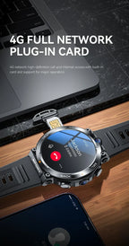 H10 4G LTE Men's Smartwatch: Dual 500W camera for video calls, 4 + 128 GB, WiFi NFC, 1380mAh battery