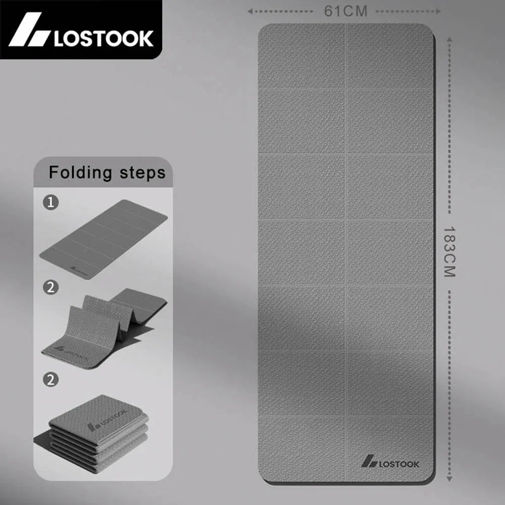 Tapete de Yoga TPE 4 mm Dobrável para Viagem e Treino em Casa