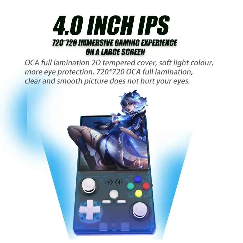 Open Source XF40V Retro Handheld Game Console 4.0 Inch 720x720 IPS Screen Portable Hand Held Retro Video Gaming Player