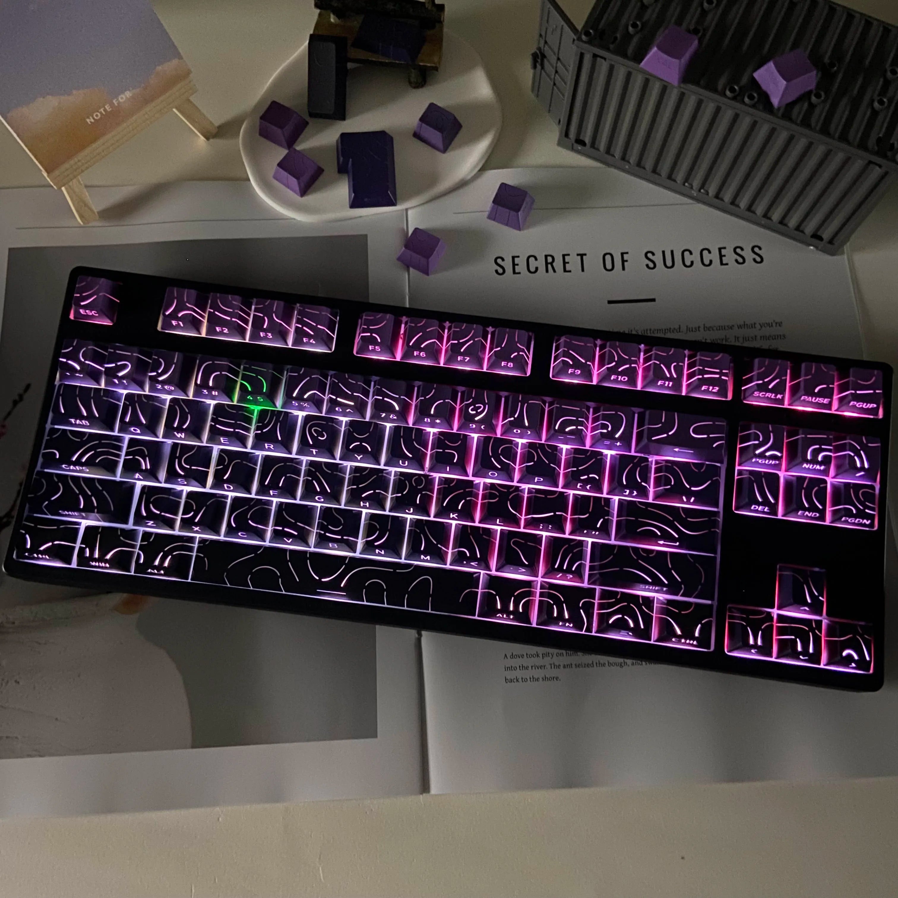 Line Gradient Side Shine Through Keycaps Cherry Profile PBT Custom Keycaps for 60% 65% 75% 96% 98% 100% Mechanical Keyboard