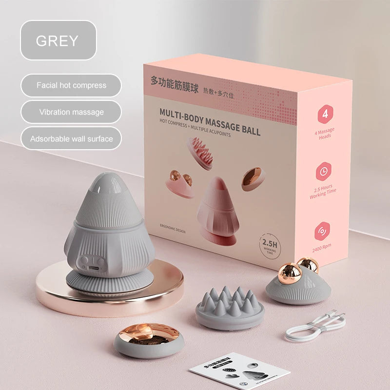 Electric Vibrating Massage Ball Myofascial Release Tool with Suction Cup Muscle Relaxation Fitness Deep Tissue Relaxation