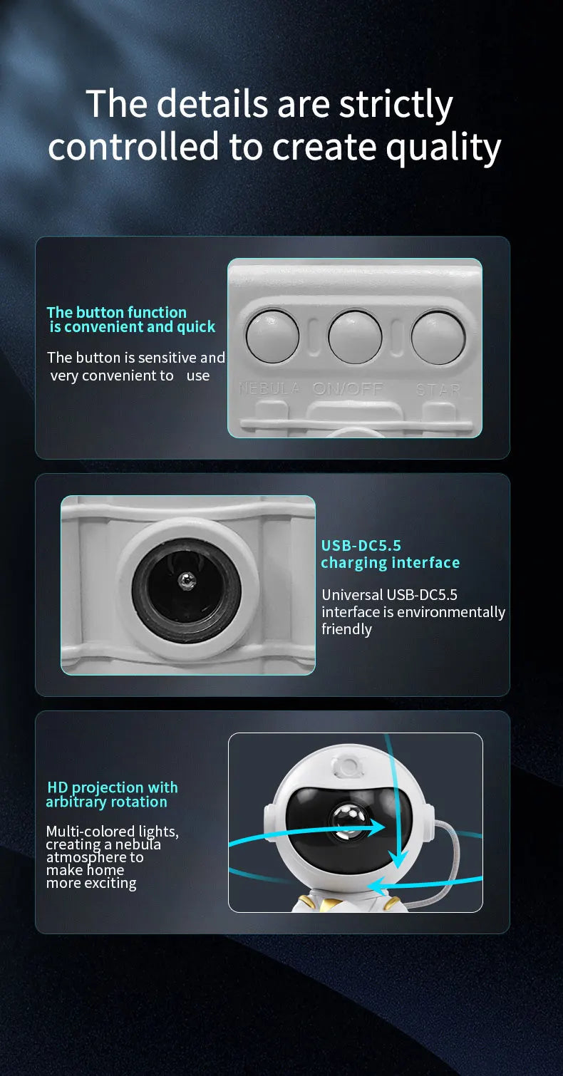 LED Astronaut Projector Night Light Nebula Sky Ceiling Galaxy Star Lights Bedroom Home Party Decorative Children Kids Gift