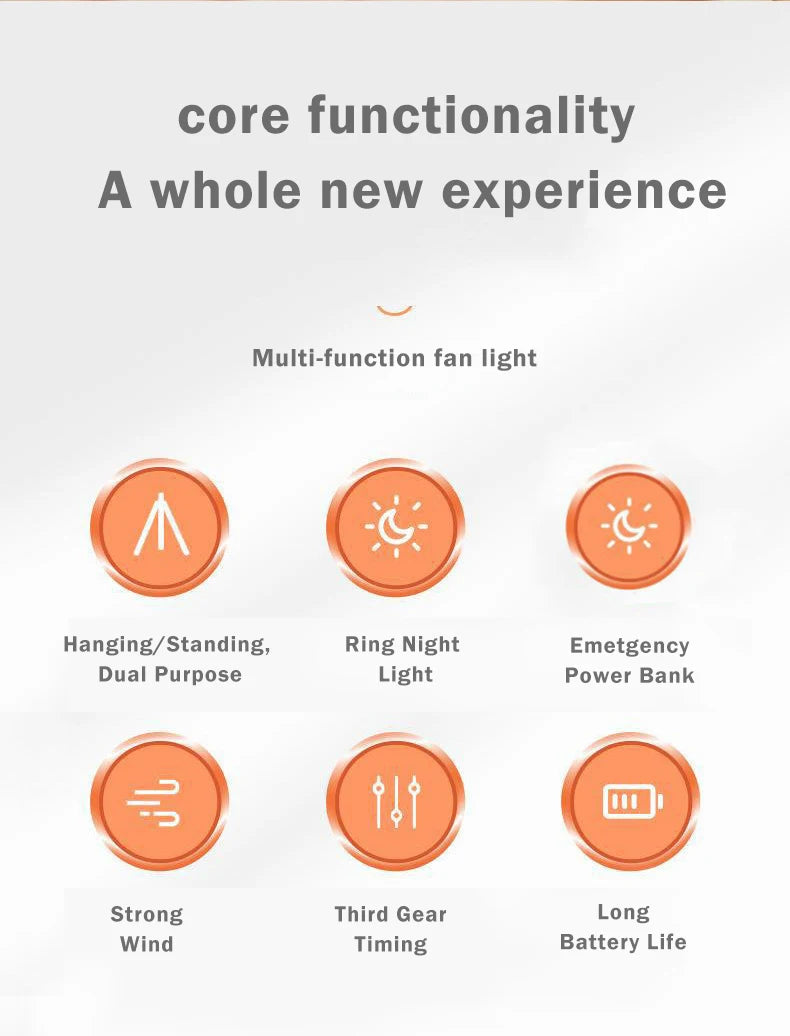 IRALAN Modern Fan light Portable And Adjustable Wireless USB Electric Fan Dual Mode Use For Home Office Travel Outdoor Camping