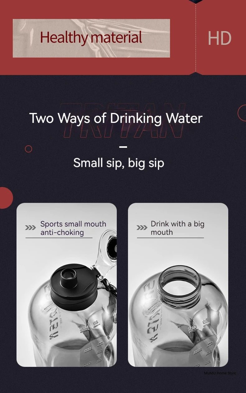 1.7L/2.7L/4L/5L Sports Water Bottle Gym Cycling Cup Portable Large Capacity Water Bottle For Fitness Camping Men Water Kellte