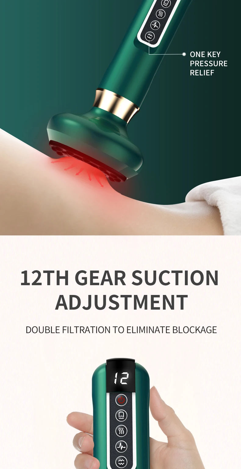 TriColor GuaSha Pro – Massajador Elétrico Anticelulite com Vácuo, Infravermelhos e Terapia de Scraping