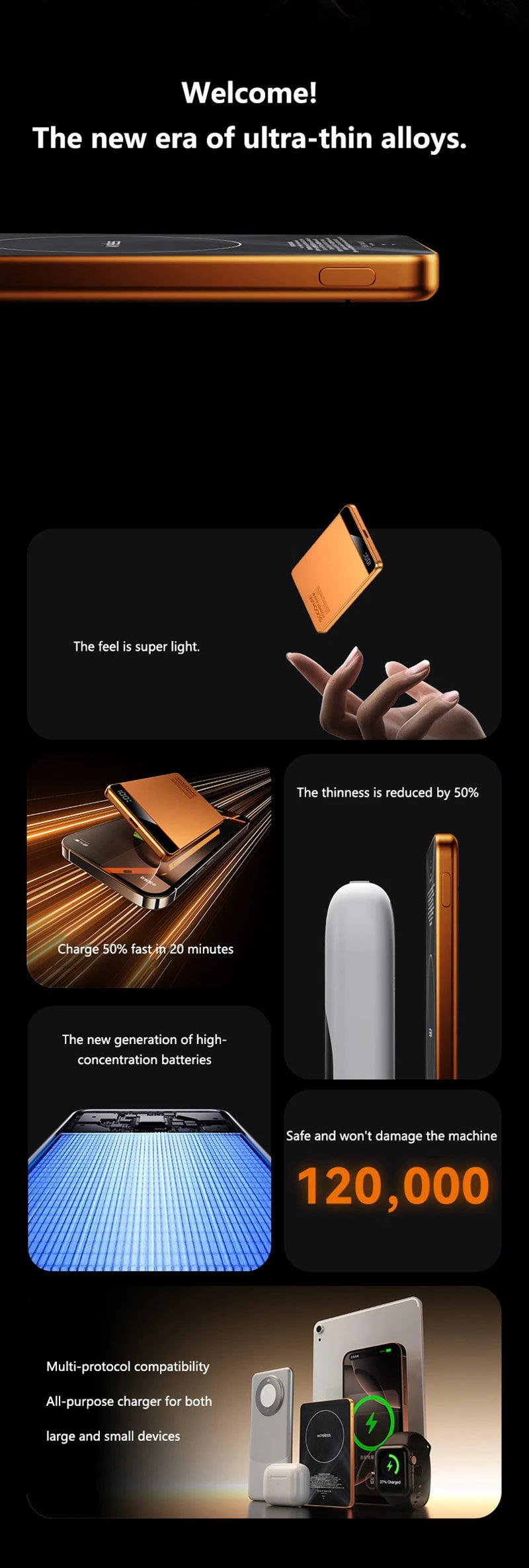 Lenovo 10000mAh UltraSlim Power Bank — Magnético Wireless