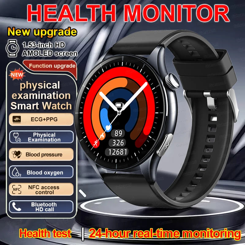 2026 New Smart Watch ECG+PPG Health Monitoring Blood Pressure Uric Acid Fitness Tracker Clock Sport Call Smartwatch Customizable Dial