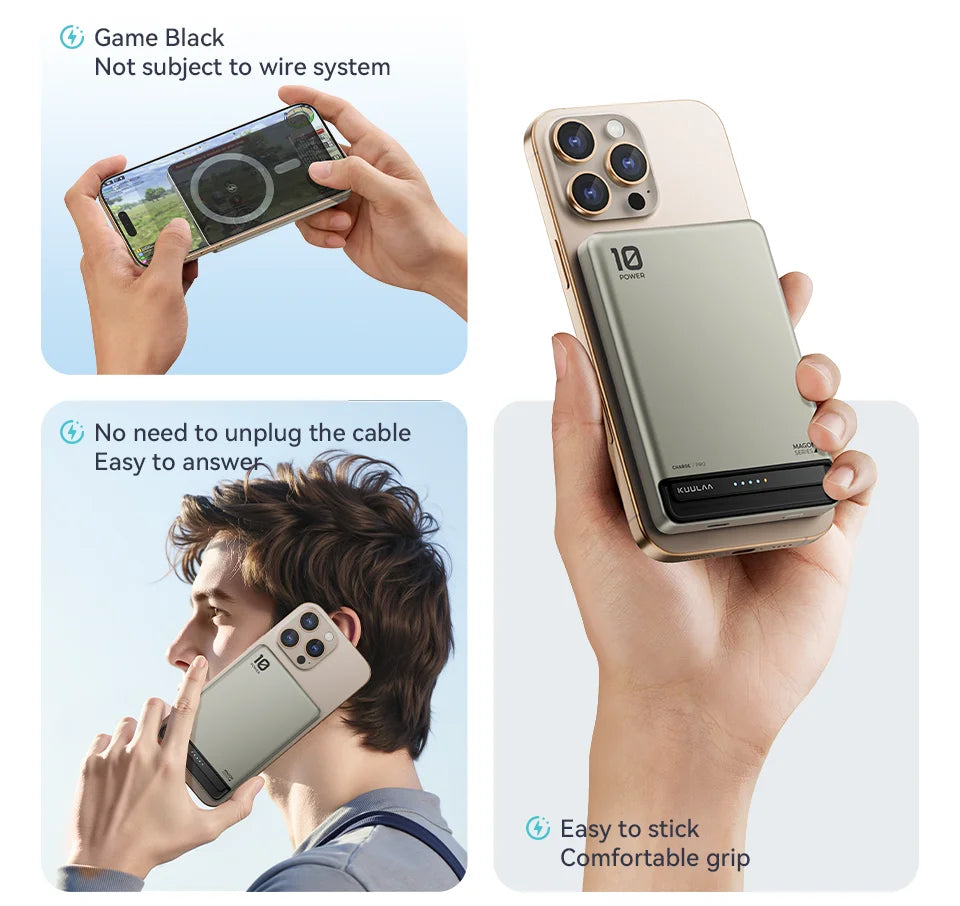 KUULAA 10000mAh Magnetic Power Bank — Wireless 20W MAG Fast Charge