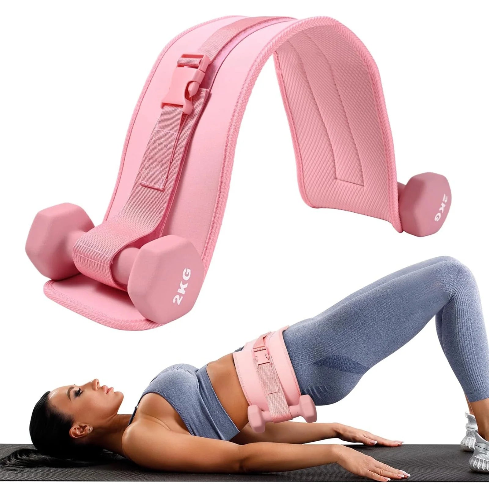 Exercise Hip Thrust Belt - Dumbbell Hip Thrust Belt, Thicken & Wide, Comfortable for Dumbbells, Kettlebells or Plates