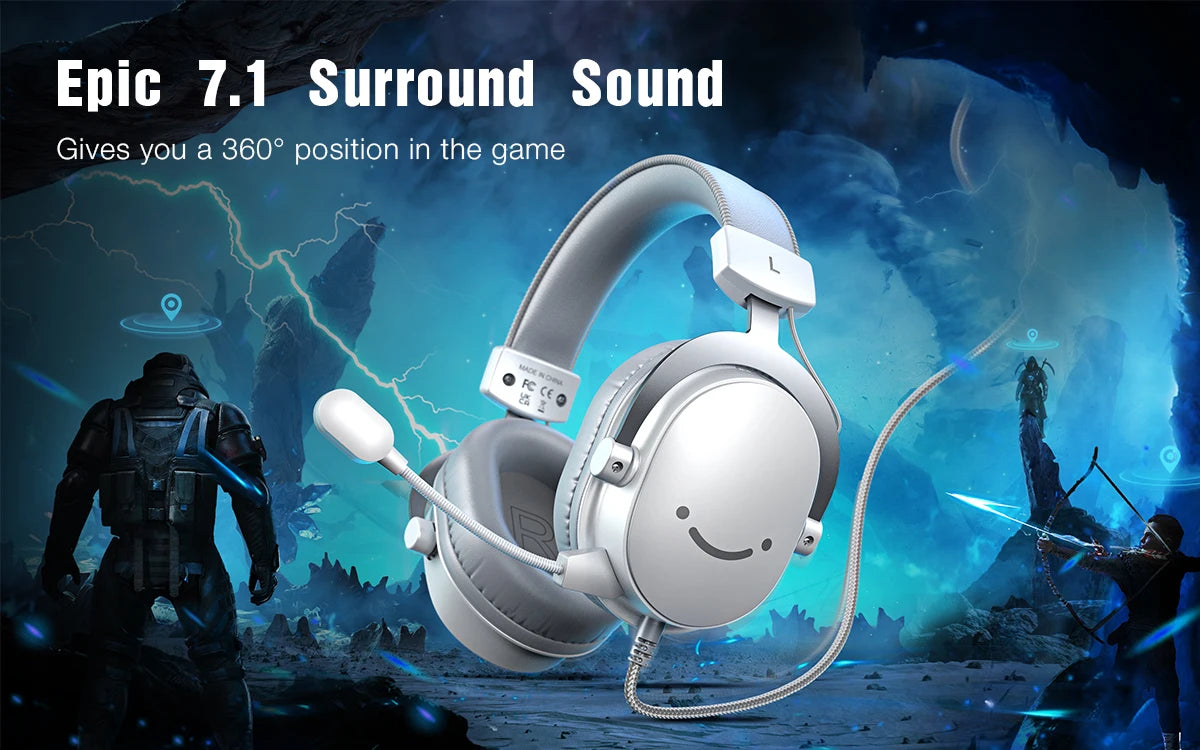 FIFINE H9W — Headset Gaming 7.1 USB/3.5 mm com Mic Over‑Ear para PC/PS5