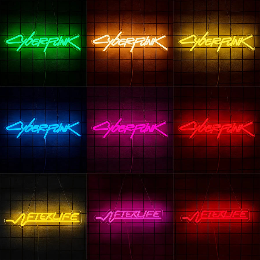 Cyberpunk Neon Sign, LED Game Sign for Wall Decoration, Shooting Games Neon Light for Game Room, Man Cave Room Decoration
