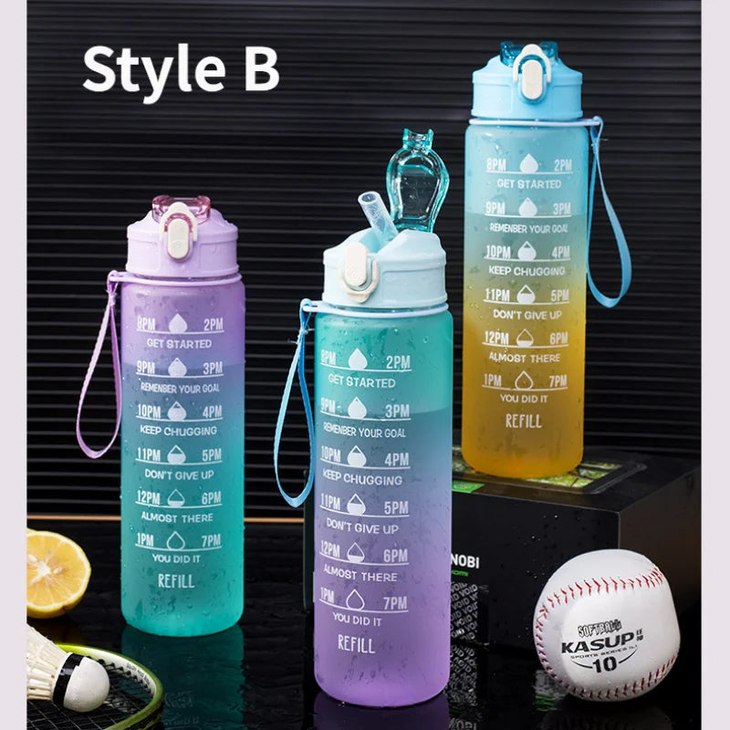 Motivational Sports Water Bottle, Leak-proof Drinking Bottles, Outdoor Travel, Hiking, Cycling, 750ml, 1000ml