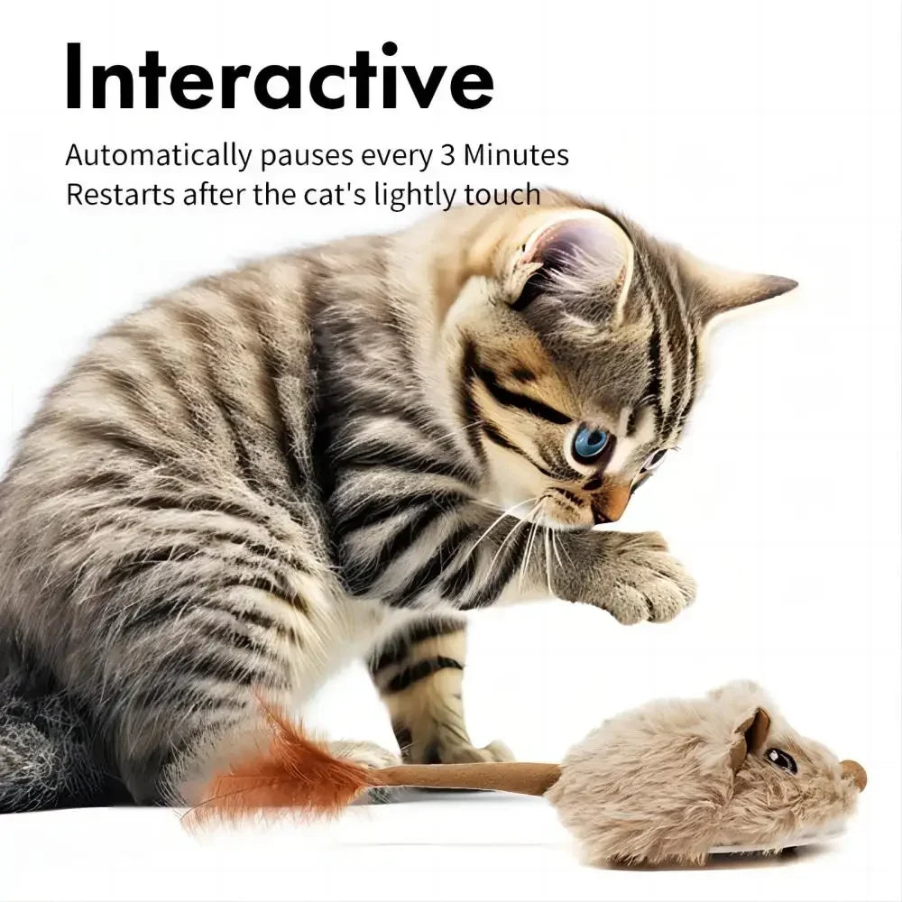 Rechargeable Motion Mouse Cat Toy for Kitten Mouse Sound Moving Mouse Cat Toys Interactive Cat Toy Sound Mouse Cat toy