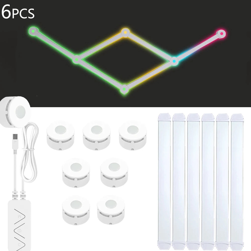 DIY Wall Design LED RGBIC Dynamic Atmosphere Light Night WIFI APP Voice Assistant Control TV Backlight Room Game Decoration