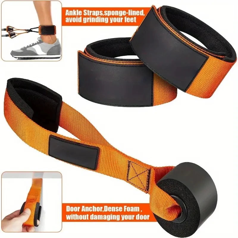 Resistance band with handle: used for muscle training, strength building, body shaping, yoga, home fitness equipment - natural.