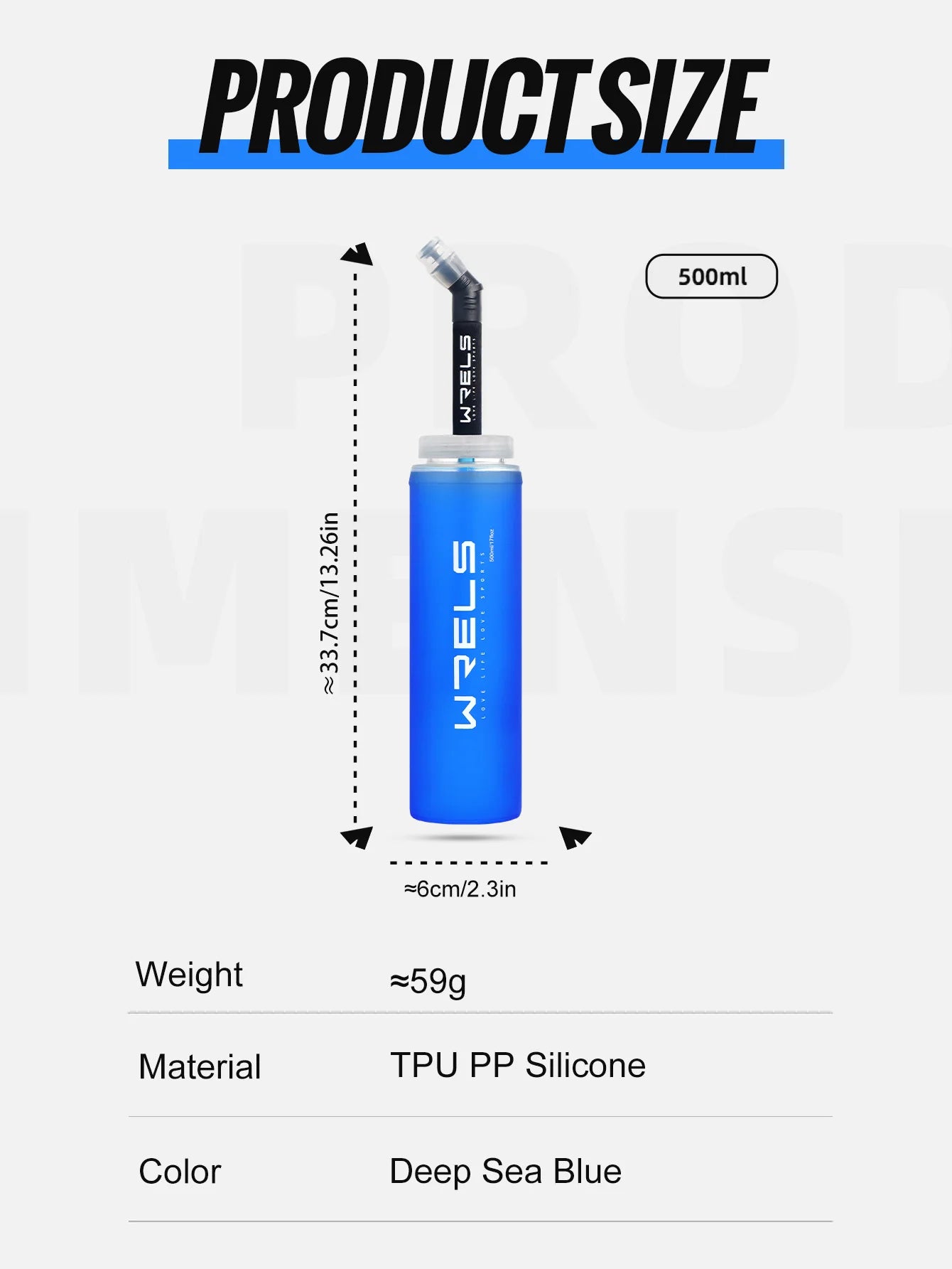 WRELS TPU Collapsible Soft Water Bottle for Hydration Pack Soft Flask Folding Water Bottles BPA-Free Sports Running Bottles