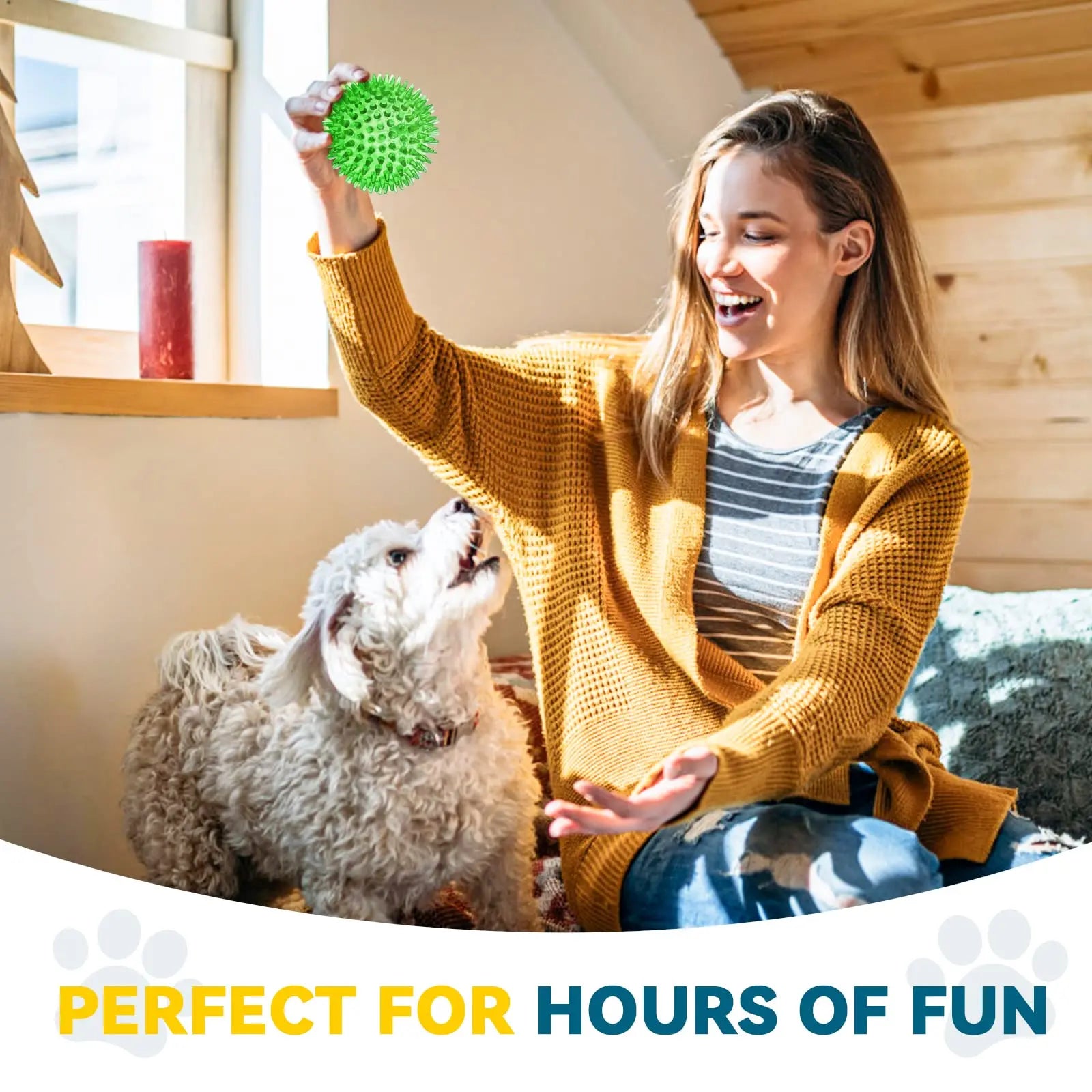 Conjunto 3/6 Bolas Squeaky para Cães – Brinquedos Flutuantes de Limpeza Dentária