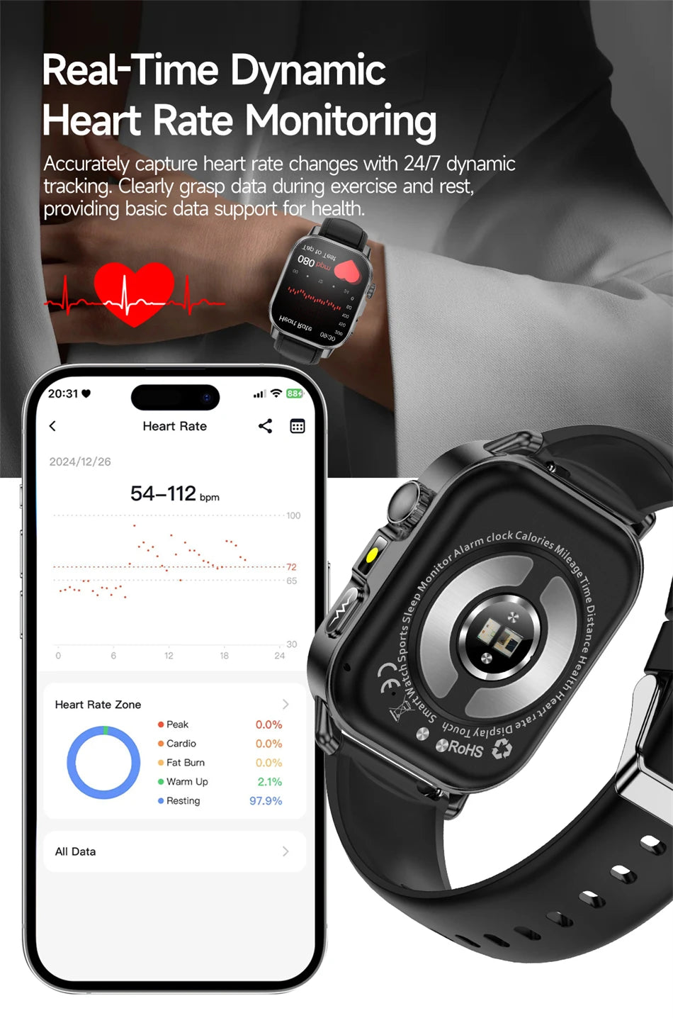 2026 New Model Uric Acid & Lipid Health Analysis Smartwatch Men's ECG+PPG Bluetooth Call 2.01 inch Flashlight Smartwatch Women's