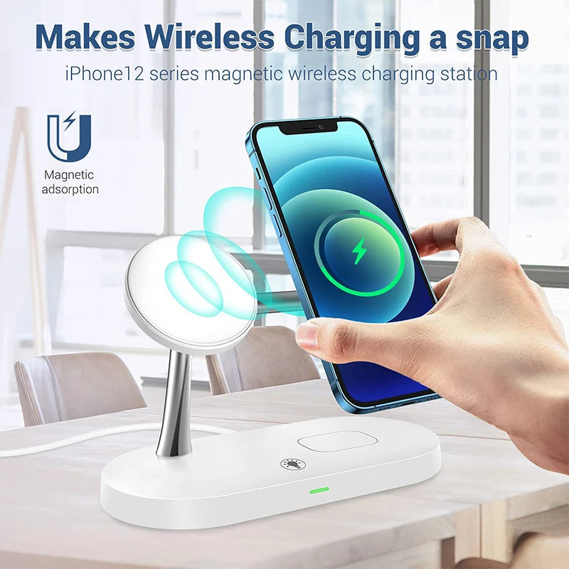 3-in-1 Wireless Magnetic Charger for iPhone 16 15 14 13 12, Fast Charging Station for Apple Watch 10 9 8 7 6 5 4, AirPods 2 3 Pro