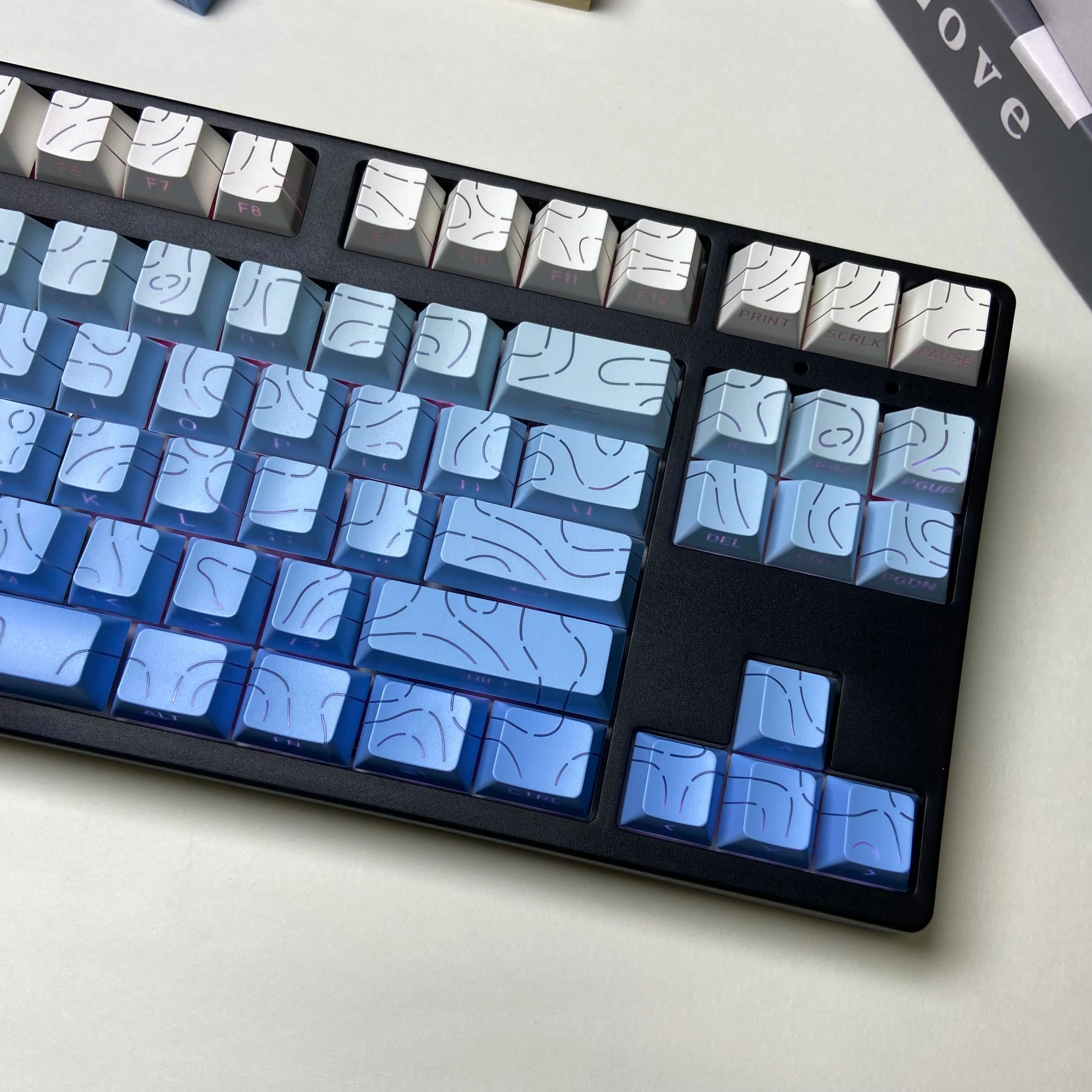 Line Gradient Side Shine Through Keycaps Cherry Profile PBT Custom Keycaps for 60% 65% 75% 96% 98% 100% Mechanical Keyboard