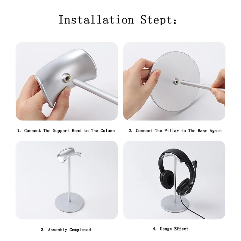 Metal Head-Mounted Headphone Stand Non-Slip Detachable Headset Holder Stand Gaming Earphone Stand for Bose Airpods Max Beats