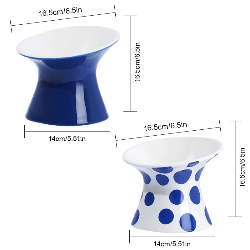 Ceramic Cat and Dog Bowls, Anti-Tip Pet Food Dishes Elevated base design protects cats' necks, suitable for small dogs and cats