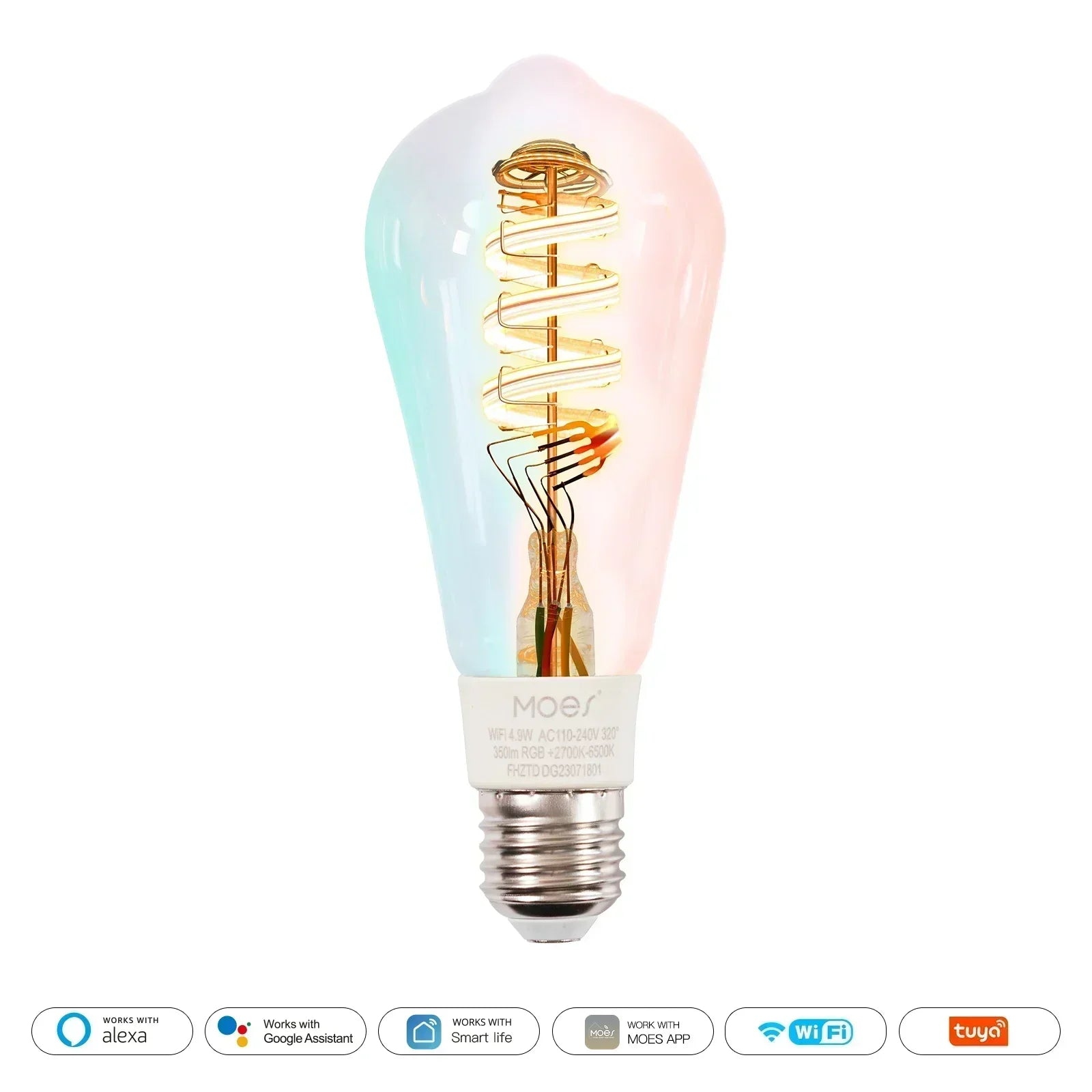 MOES Tuya ST64 Smart Bulb — LED RGB 2700–6500K WiFi Alexa